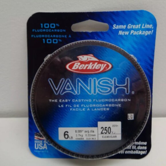 Berkley VANISH 6 LB 250 Yards Clear New Fluorocarbon Fishing Line - Picture 1 of 2
